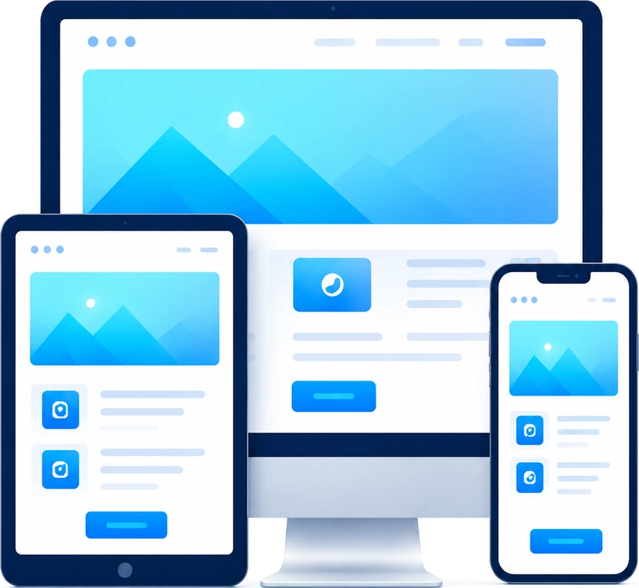 Website auf Desktop, Tablet und Smartphone