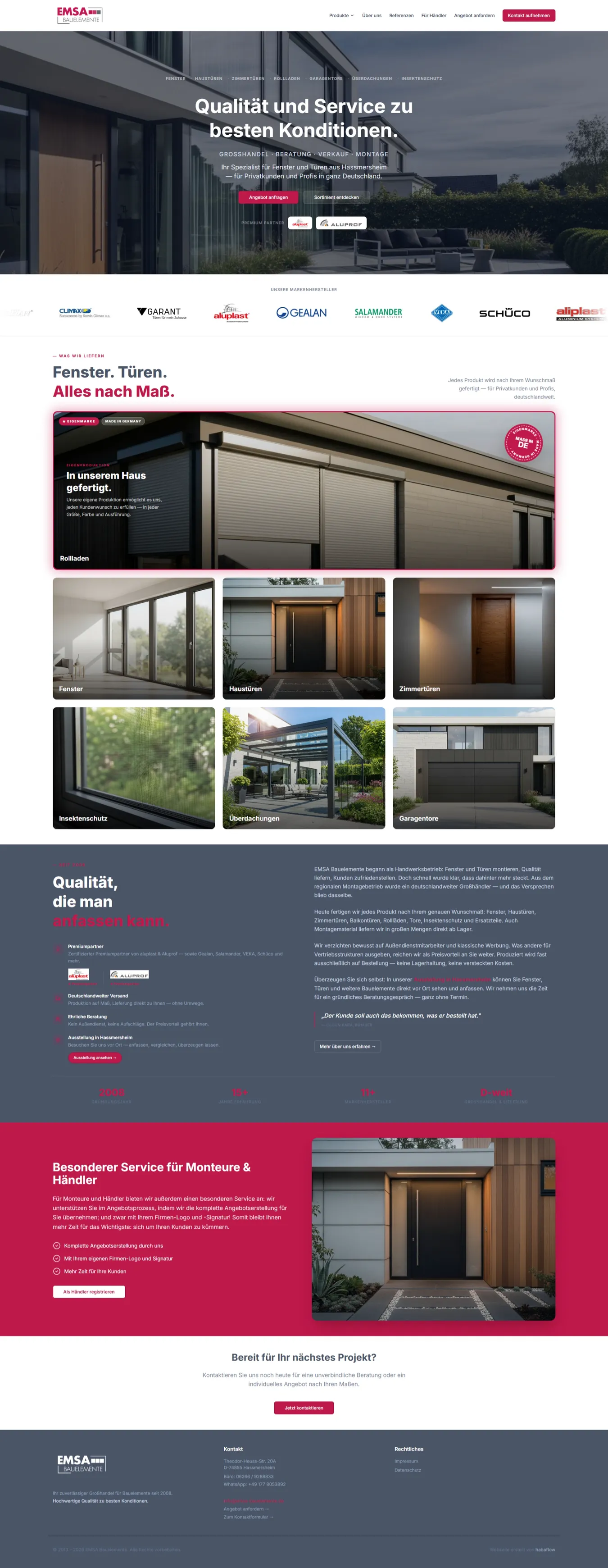 Website von EMSA Bauelemente